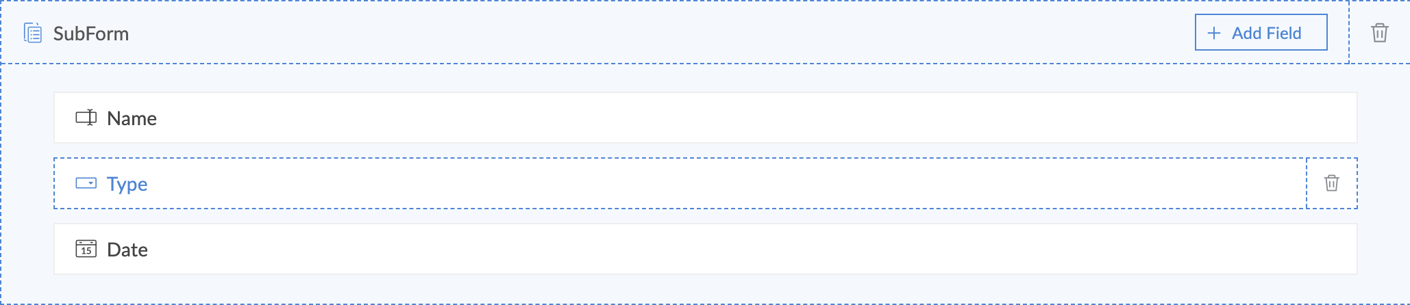 Subform fields layout